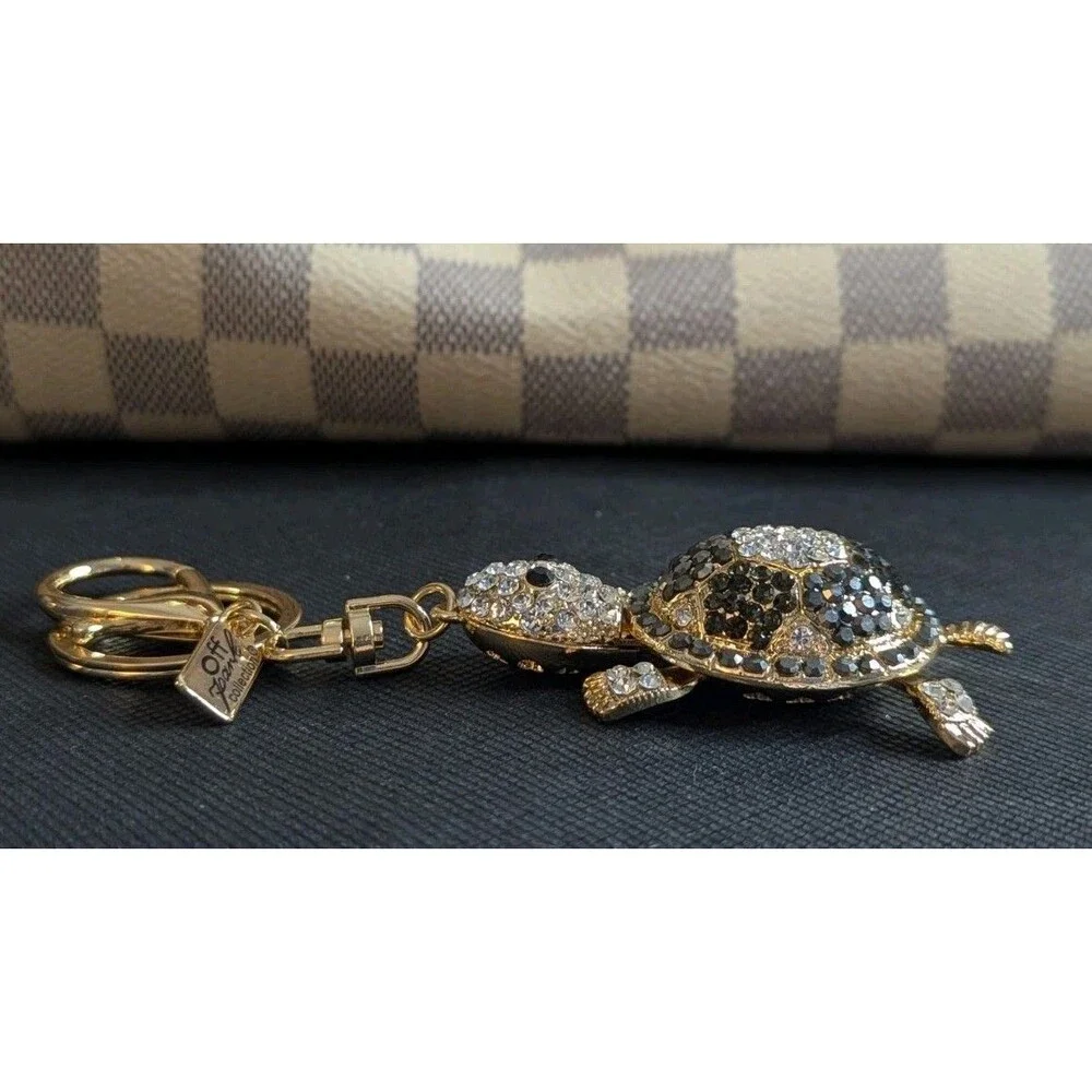 Off Park Crystal Turtle Keychain or Bag Charm - Gold Tone, Bling